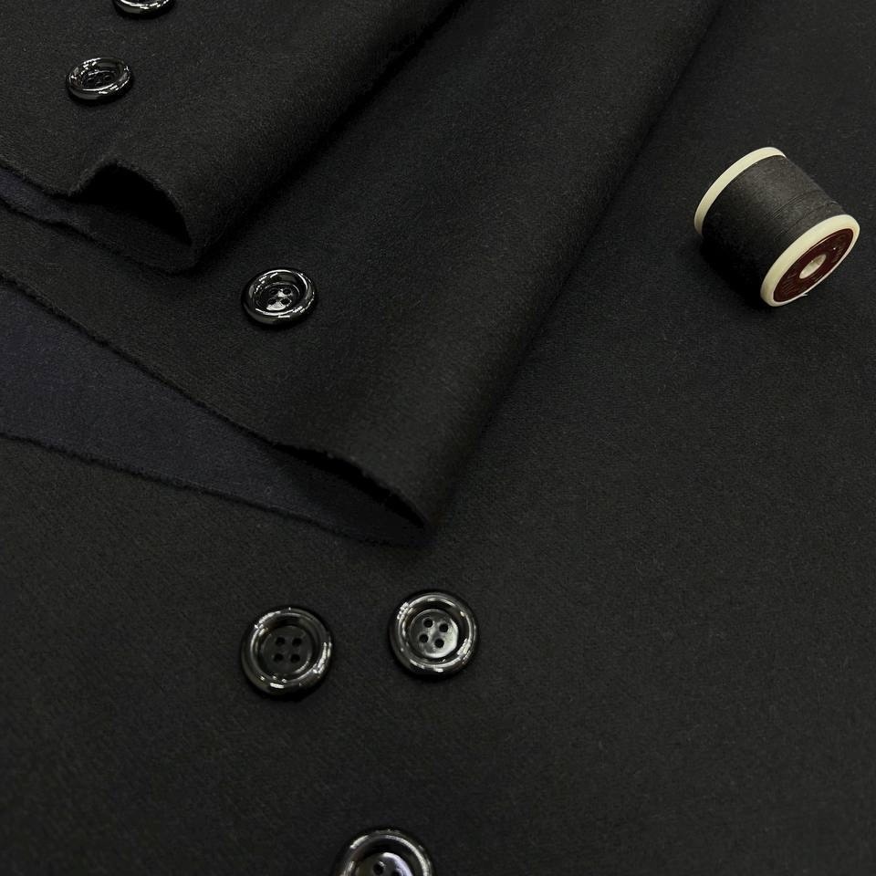 Пальтовая Лоро Пиана чёрная шерсть кашемир шир 130 см