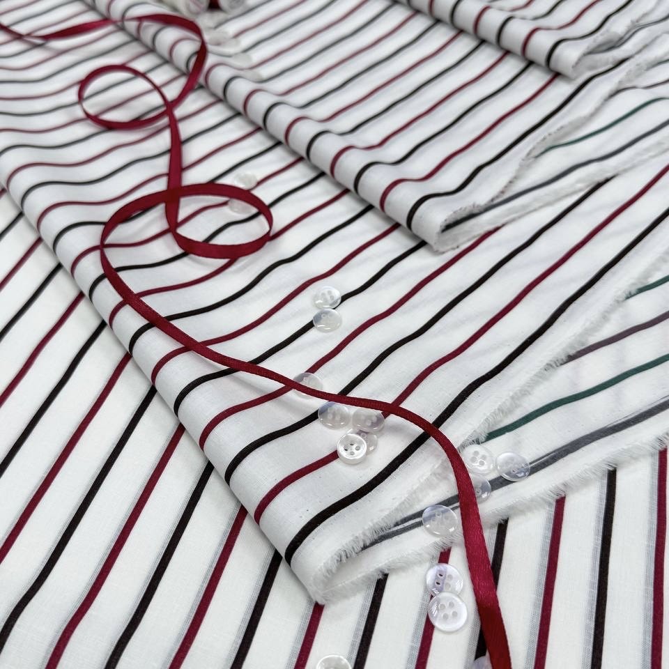 Батист белая база полоски хлопок 100% шир 145 см