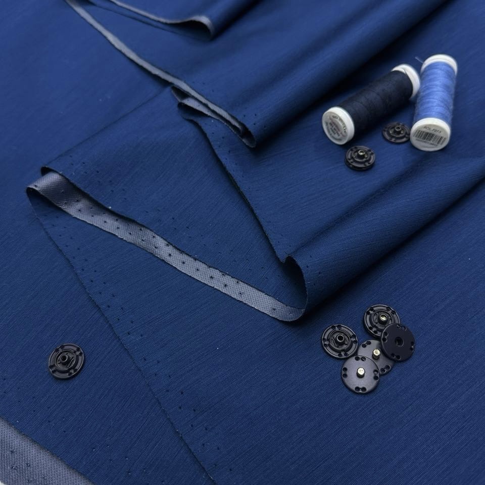 Трикотаж на мембране синий шерсть 100% шир 125 см