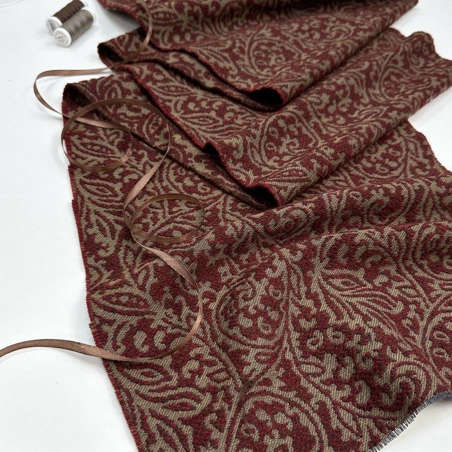 Жаккард шарф 110*35 /бордово-коричневый
