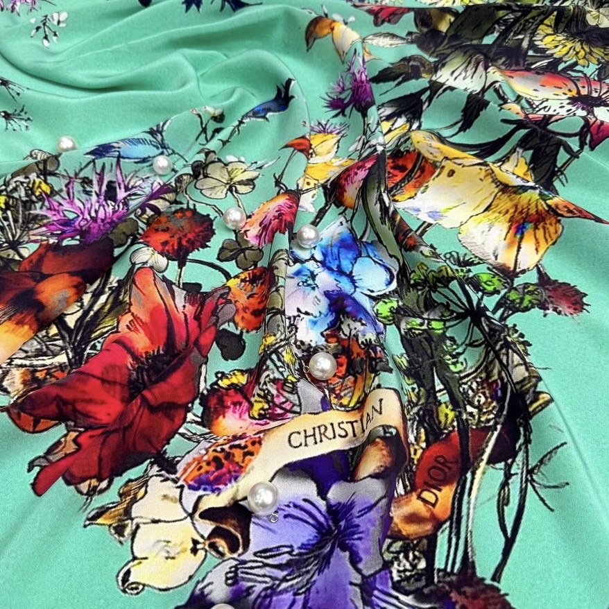 Платок Диор , шелк , 120 см 120 см