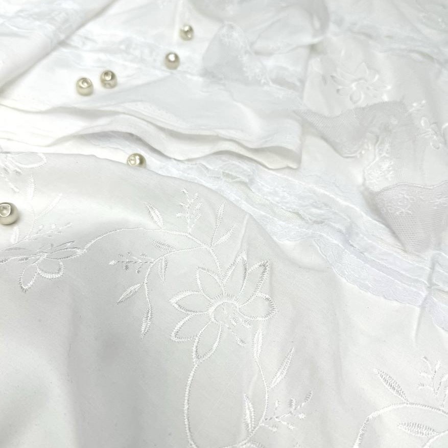 рубашечно-плательная ДГ белая хлопок кружево вискоза п/а ш.145