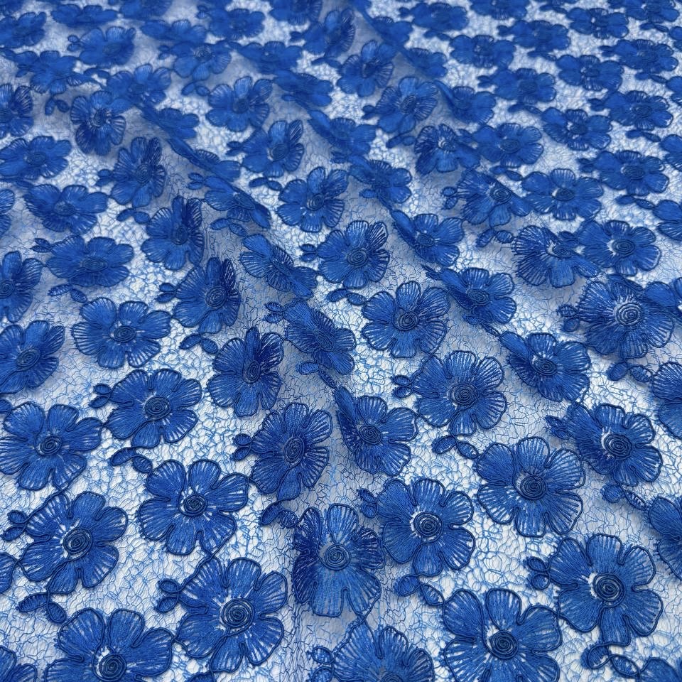 Кружевное полотно вискоза полиамид ш 145 см. Синее